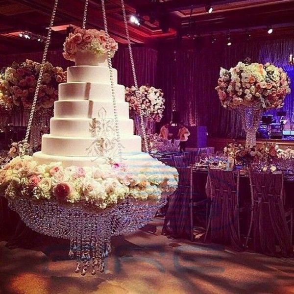 Wedding Glass Crystal Chandelier Style Drape Suspended Swing Cake