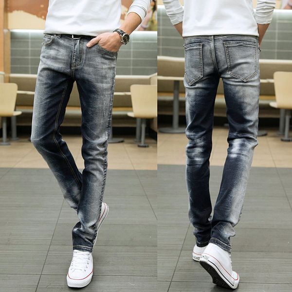 Compre Envío Gratis 2017 Nuevos Jeans Elásticos Verdaderos Para Hombre Delgado Estilo Coreano Pantalones Vaqueros Grises Pantalones De Mezclilla