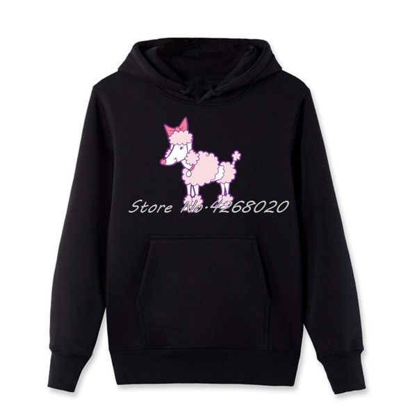 

funny poodle dog print hoodie men coon sweatshirt male casual fitness streetwear hip hop hoody, Black