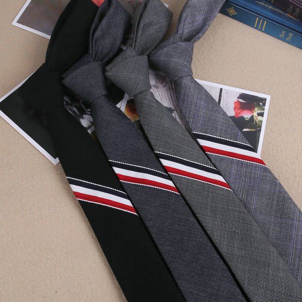 

2017 new solid 5cm width slim ties for men tuxedo unique men linen brand student uniform wedding party striped uk style necktie, Black;blue