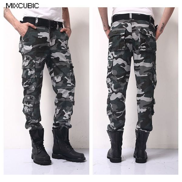 

mixcubic 2017 europe style brand tactical pants multi-pocket washed army camouflage overalls men cargo pants men size 29-42, Black