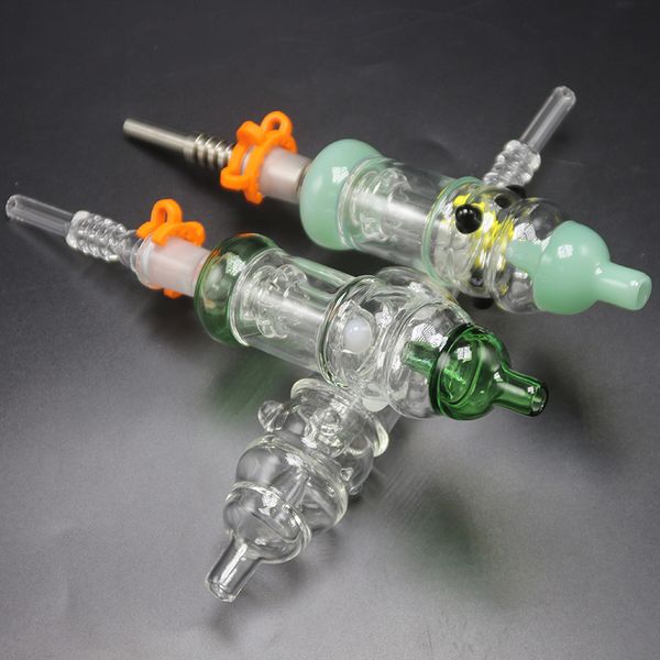 

Мини-стекла Бонг Kit Dab соломы Стекло водопроводная труба с 14 мм GR2 Титан Кварц масло Nail Rig Концентрат Мед Dab Стро Водопроводные трубы