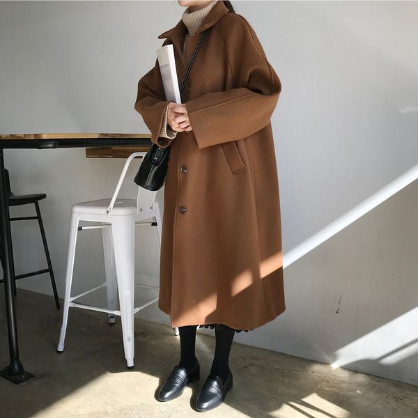

new women wool blends coat loose a pendulum cloak dosage 22 meters 2 color coats outerwear black coffee 7153