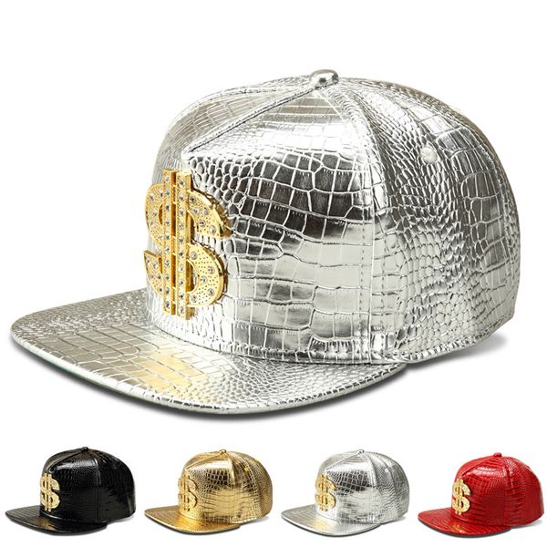 

grain hip-hop snapbacks logo leather adjustable pu quality crystal crocodile alloy usd adults mens womens flat caps ufroq