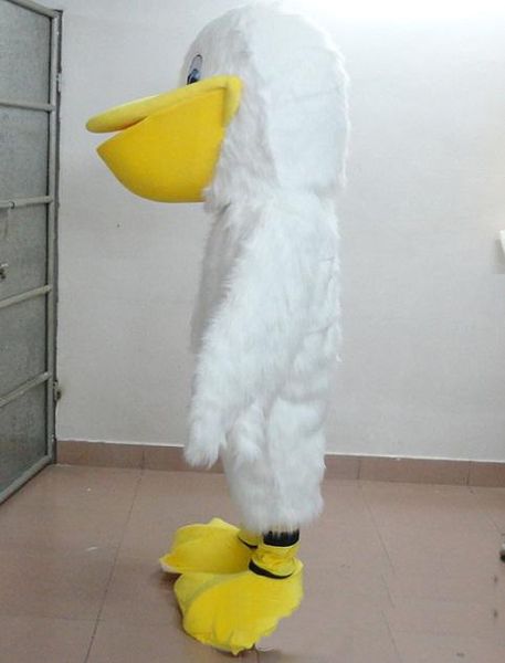 

2022 furry white pelican bird mascot costume for adults, Red;yellow