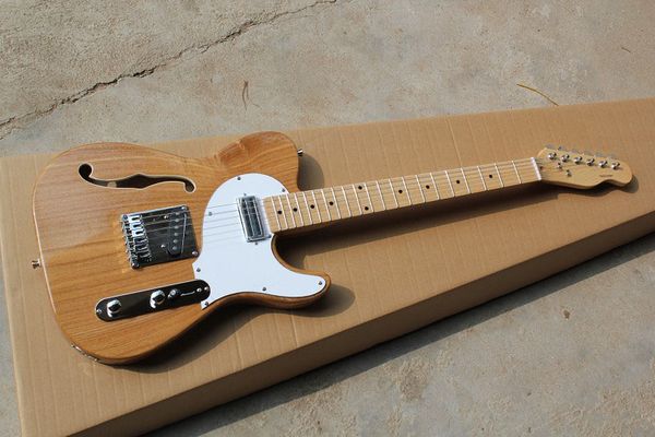 

2018 new emi hollow 6 tring electric guitar model tele ingle f hole wood color guitar