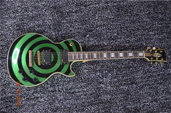 

Factory price elling 6 tring emg pick up g lp zakk wylde bull eye green black circle electric guitar