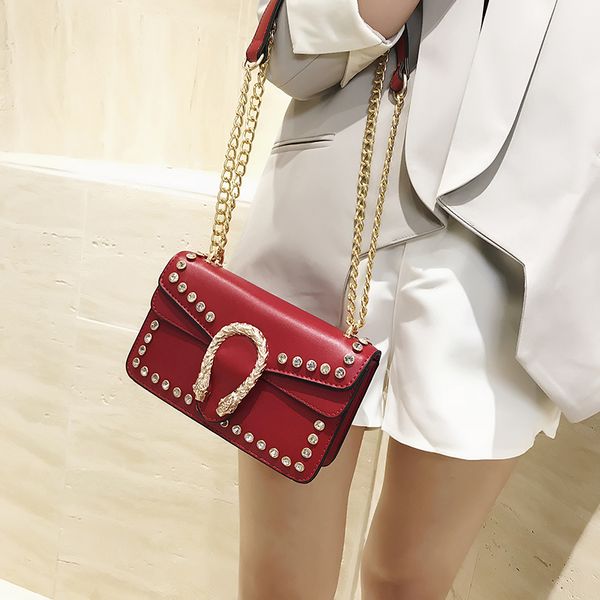 

2019 fashion women crash rivet chain shoulder bag for women crossbody messenger bag bolsa feminina