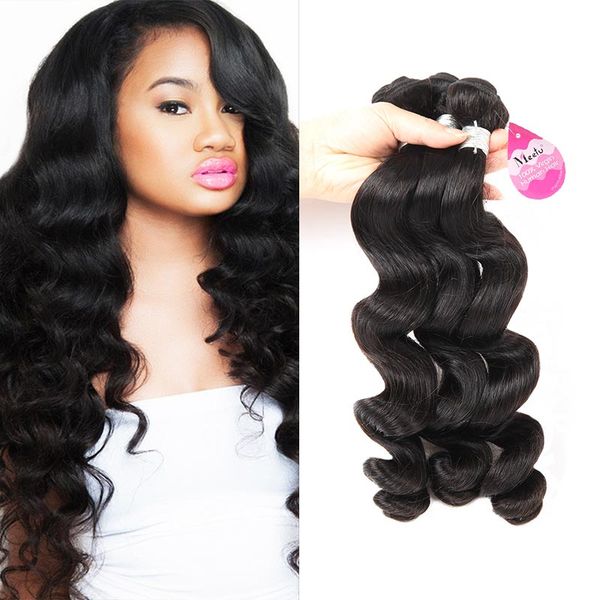 

10a brazilian virgin hair loose wave hair weave 3 bundles 300g unprocessed loose deep wave virgin human hair weave natural color, Black