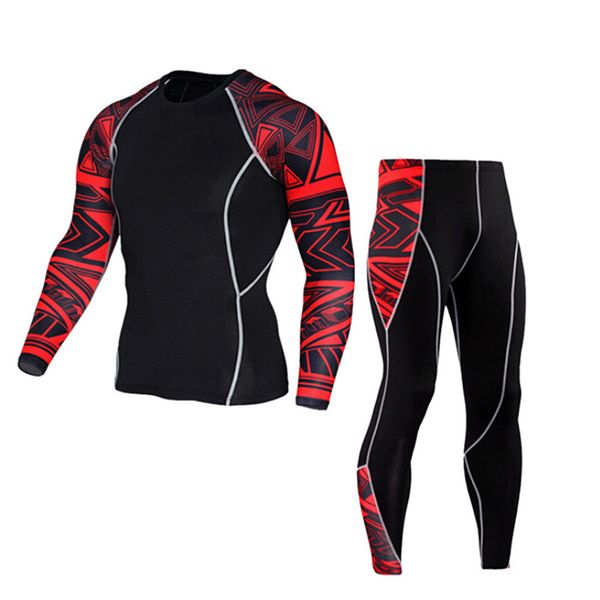 

new running sportswear man leggings fitness outdoor sports gym yoga athletic pants shirt set sport trousers #4o09, White;red