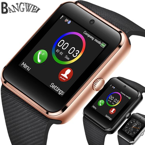 

bangwei bluetooth smart watch men sport watch pedometer led color touch screen support sim camera smartwatch relogio inteligente, Slivery;brown