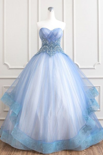 

real image blue crystal quinceanera dresses ball gown 2018 sweet 15 dress sweetheart vestido de festa long tulle elegant formal prom gowns, Blue;red
