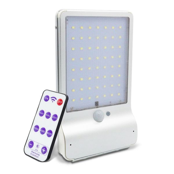 Lampada da parete con sensore di movimento solare 56LED 1000LM Telecomando 6 modalità Lega di alluminio Emergenza esterna Impermeabile IP65 Pole Light