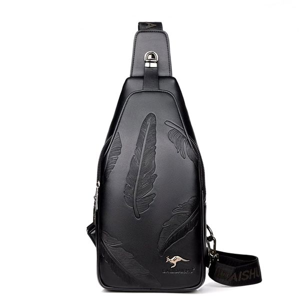 

new fashion personality trend casual men's shoulder bag messenger bag sports chest with headphone hole carrying case