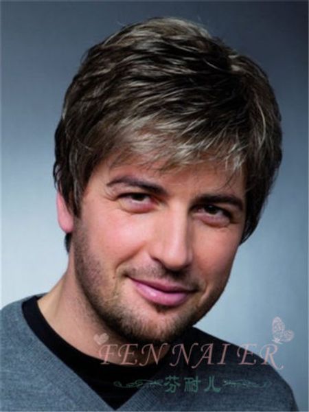 Sexy Men Wavy Natural Hair Short Gray Brown Mixed Cosplay Natural Hair Wig Wigs Black Wig White Wigs From Dong1230 14 06 Dhgate Com