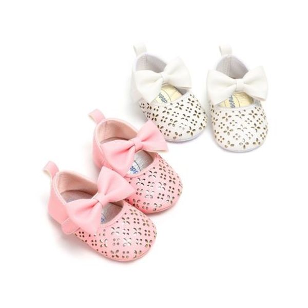 

pudcoco newborn toddler baby girl crib shoes bowknot flower soft sole anti-slip hook loop sneakers prewalker pu shoes 0-18m