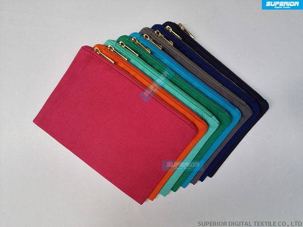 

simple solid colors 100% cotton canvas cosmetic bag blank makeup bag with golden metal zip have 8 colors match lining & zipper