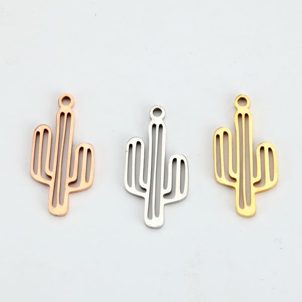

10 pcs 13x25mm cactus pendant -g2860--stainless steel charm--high polished charms, Bronze;silver