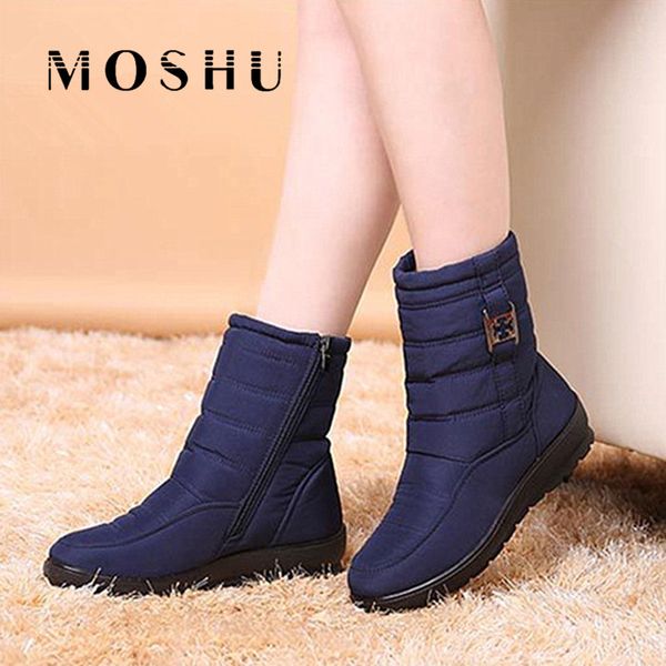 Mulheres neve tornozelo botas feminina zíper para baixo inverno botas anti skid impermeável fluse plush flush botas