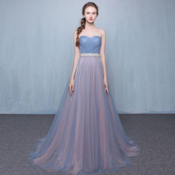 

fadistee 2018 new arrival elegant party evening dresses vestido de festa pleat tulle prom dress strapless a-line sweep train gown, Black