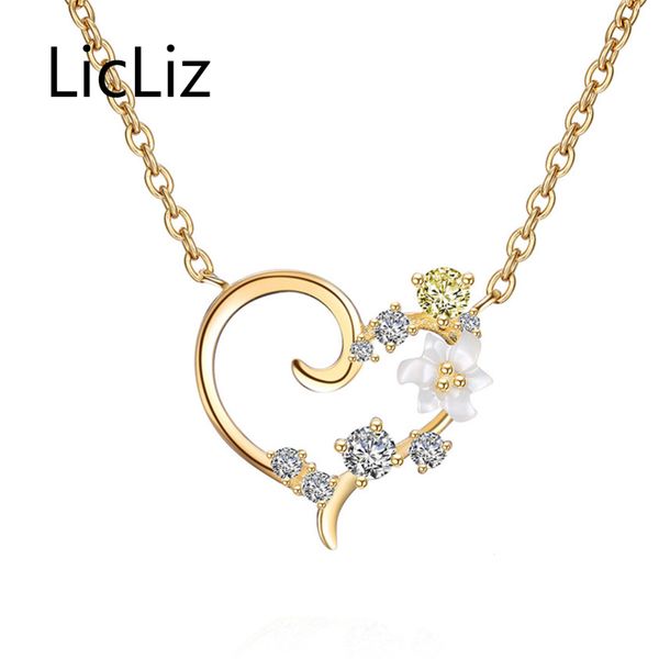 

licliz 925 sterling silver zirconia pendant necklaces for women heart shape pendants jewelry colgantes mujer moda cadenas ln0400