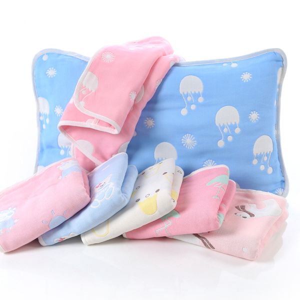 

baby 6-layer cotton gauze pillowcase baby cartoon pattern sweat-absorbent pillowcase envelope pillow case