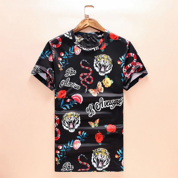 

Животных печатных футболки Италия дизайн топ бренд Тигр Змея печатных тис летние