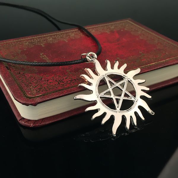 

sun pendant necklace supernatural star for women men movie jewelry fasion five-pointed star beautifully necklace, Silver