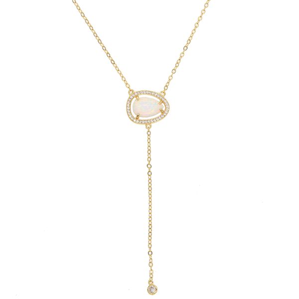 

white fire opal crystal tassel long chain necklace drip shape women wedding fashion jewelry necklaces & pendants gift 2018, Silver