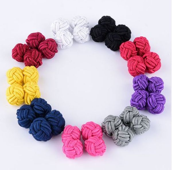 

8 color shirt cufflink for mens multicolor elastic fabric silk knot cufflinks ball cuff links selling, Silver