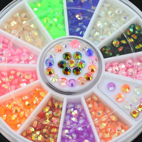 

wholesale- colorful 3d fluorescent acrylic glitters nail art salon stickers tips diy decal decorations with wheel chic design 5gp8, Silver;gold