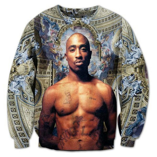 

новые прибытия мода мужчины / женщины 2pac tupac смешные 3d напечатаны толстовка стиль мода повседневная толстовка b226, Black