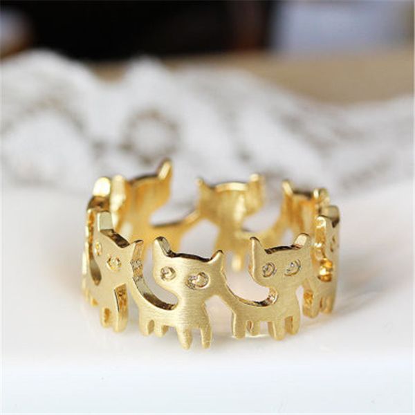

fashion cute kitten ring, head to tail animal rings for women antique silver plated ancient silver rings for women