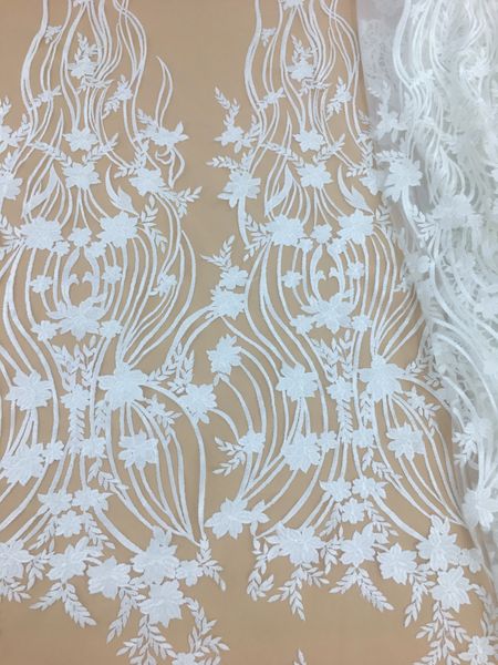 

unique embroidered lace,bridal lace fabric,wedding dress fabric,french mesh lace fabric,african lace 51 inches width by 5 yard, White;gold
