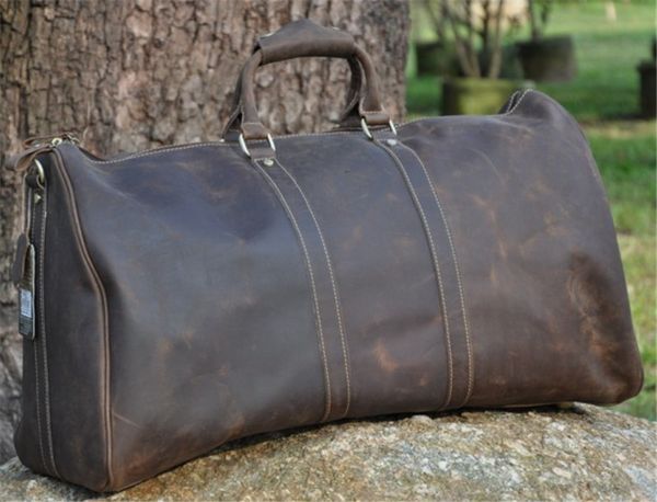 

neweekend retro casual genuine leather cowhide crazy horse big travel duffel zipper crossbody luggage bag handbag for man 9551