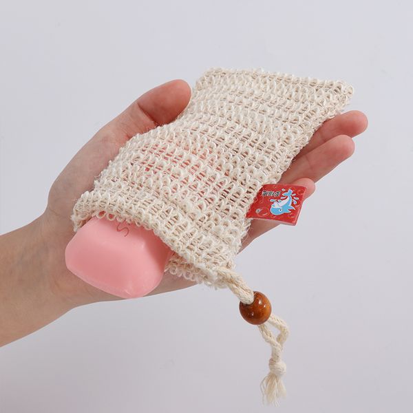 

1pc fashion nice natural ramie shower exfoliator sponge pouch comfortable blister mesh soap saver bag foaming net