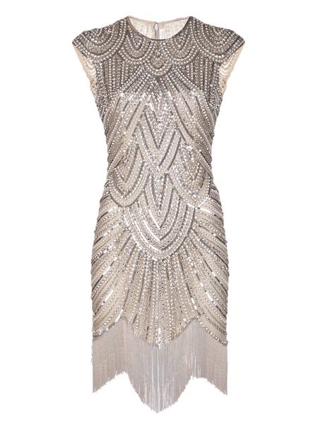 

vintage inspired 1920s gastby handmade diamond sequined embellished fringed flapper party dress, White;black