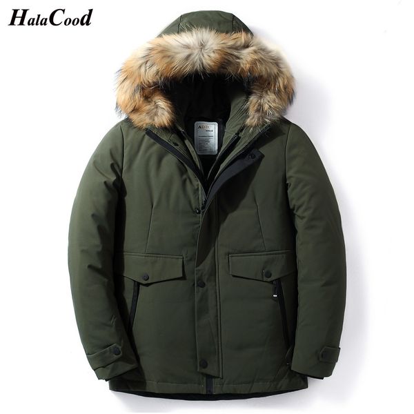 

2018 plus size new casual white duck down jacket men winter warm coat long thick male overcoat fur windproof coat parkas, Black