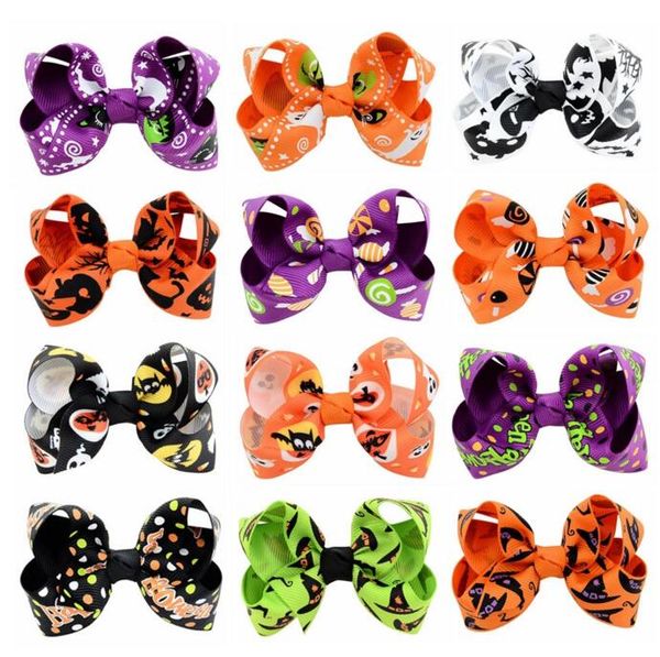 2Pcs Halloween Bow Children Hairpin Cartoon Kid Hair Clip Hair Accessories