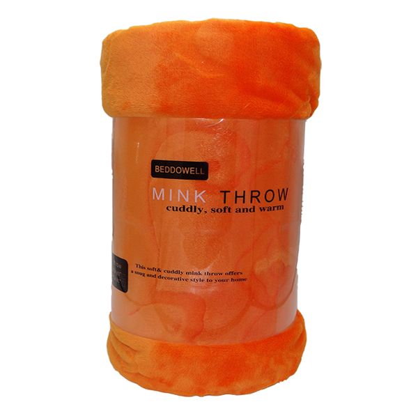

solid orange color coral fleece blanket super soft sofa cover mink throw twin queen single bed double bed faux fur blankets