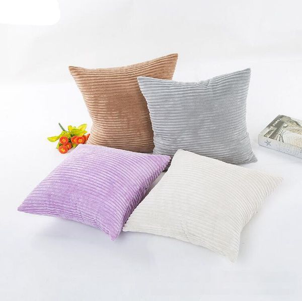 Corduroy Pillow Case 3d Throw Cushion Covers Solid Pillows Cover