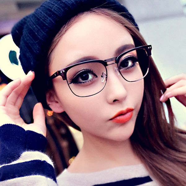 

2017 new influx of metal half frame women's glasses frame 2190 personality retro glasses bimodal men's, Silver