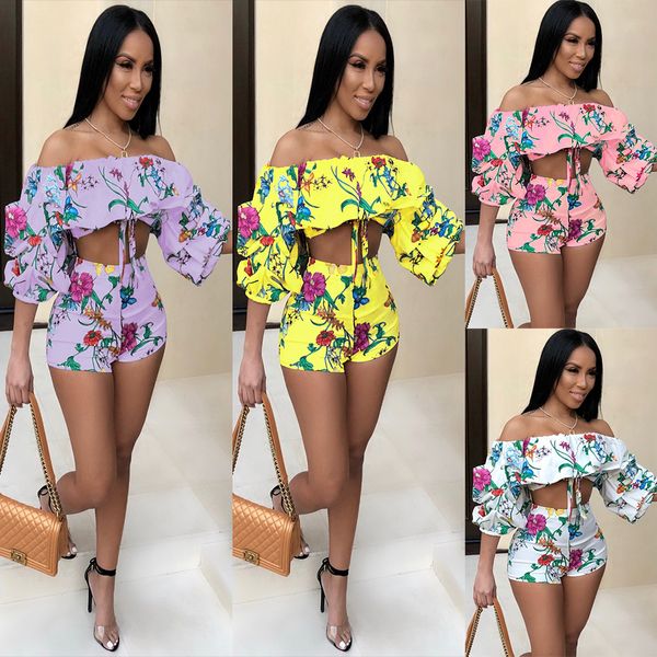 

Summer Style Women Two Piece Set Print Tracksuit Bohemian Beach 2 Piece Tracksuit Shorts Outfit Female Fashion