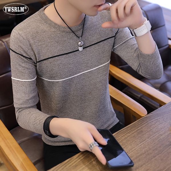 

drop ship brand mens sweater cotton o neck pullover long sleeve slim sweater for men autumn and winter striped coats newest, White;black