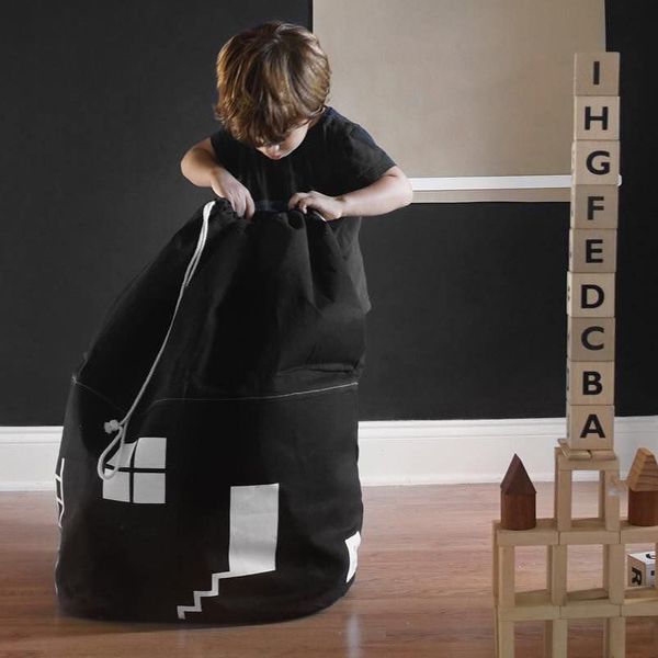 

large capacity cute house storage kids child toys storage bag foldable drawstring beam port canvas pouch organizer sitting bag