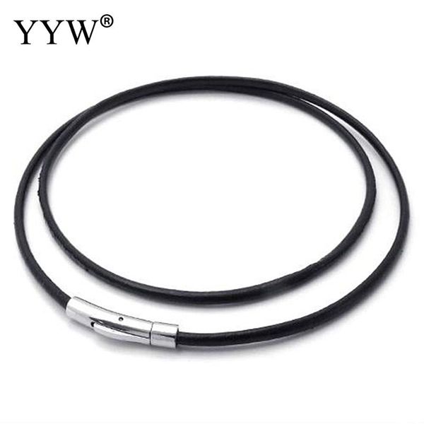 

3mm leather cord necklace for women long punk cool necklace choker black cord leather rope chain diy jewelry making, Silver
