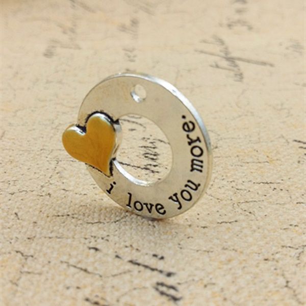 

100 pcs/lot antique silver" i love you more " inspiration charm pendant, diy jewelry supply,30mm, Bronze;silver
