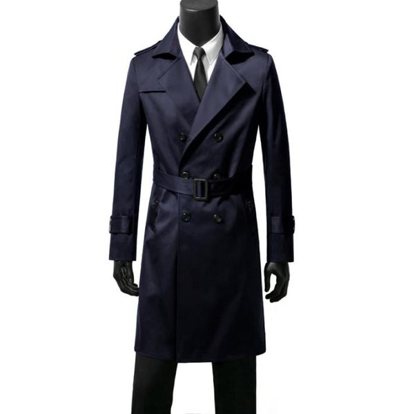 

spring autum 2018 new designer slim trench coat men overcoat long sleeve mens clothing business outerwear british style 9xl, Tan;black