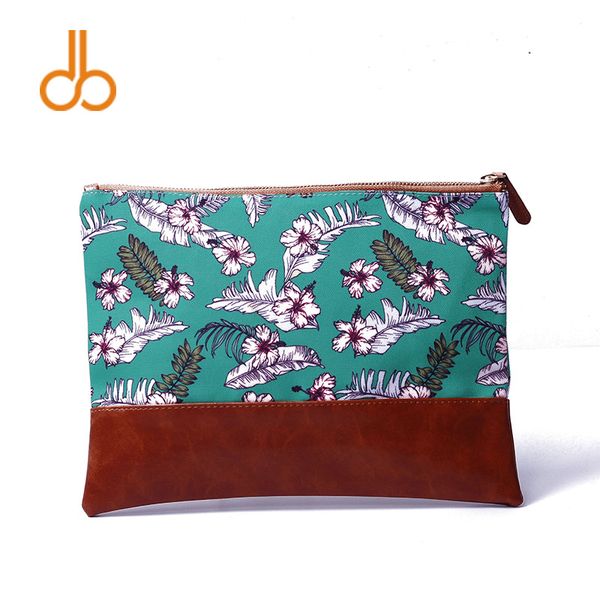 

hawaii floral makeup bag wholesale blanks leaves print cosmetic bag 5colors flat canvas accessories case dom106491