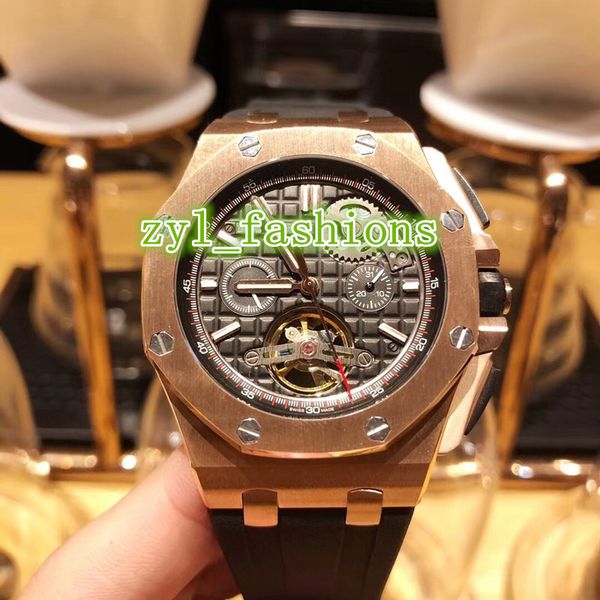 

Всемирно известный Royal Oak мужские часы розовое золото корпус черный резиновый рем